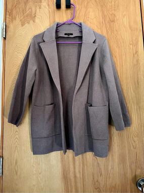 Quince 100% Organic Cotton Knit Blazer Brown XS